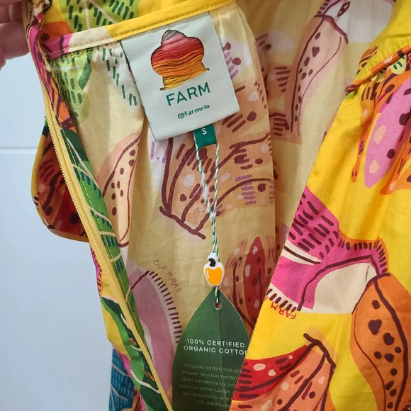 FARM RIO Yellow Beaks & Bananas Maxi Dress Size Small - Picture 5 of 7